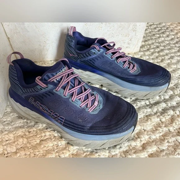 HOKA one one Women’s healthcare W Bondi 6 Wide purple blue walking shoes size 11 - Picture 1 of 5